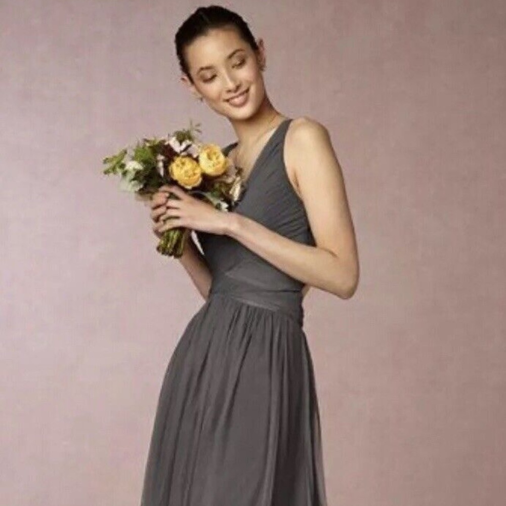 BHLDN Edith Maxi Dress Bridesmaid Gown Pewter Grey Size 18 $240 Anthropologie